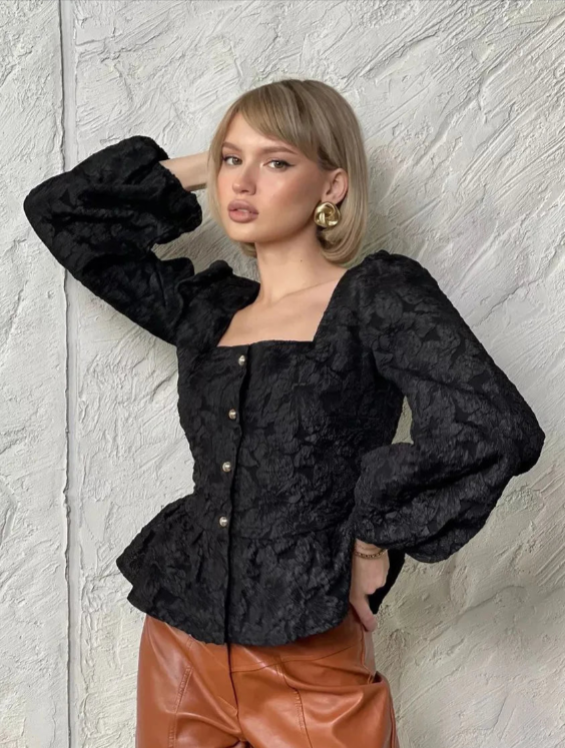 Blusón Tailored Jacquard Péplum