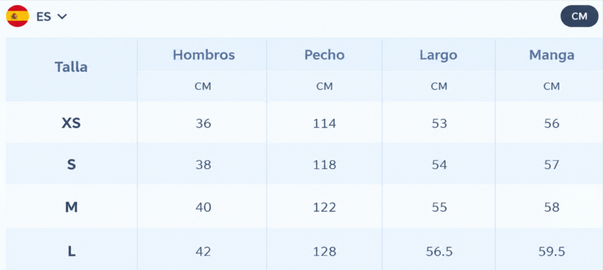 Tabla de medidas