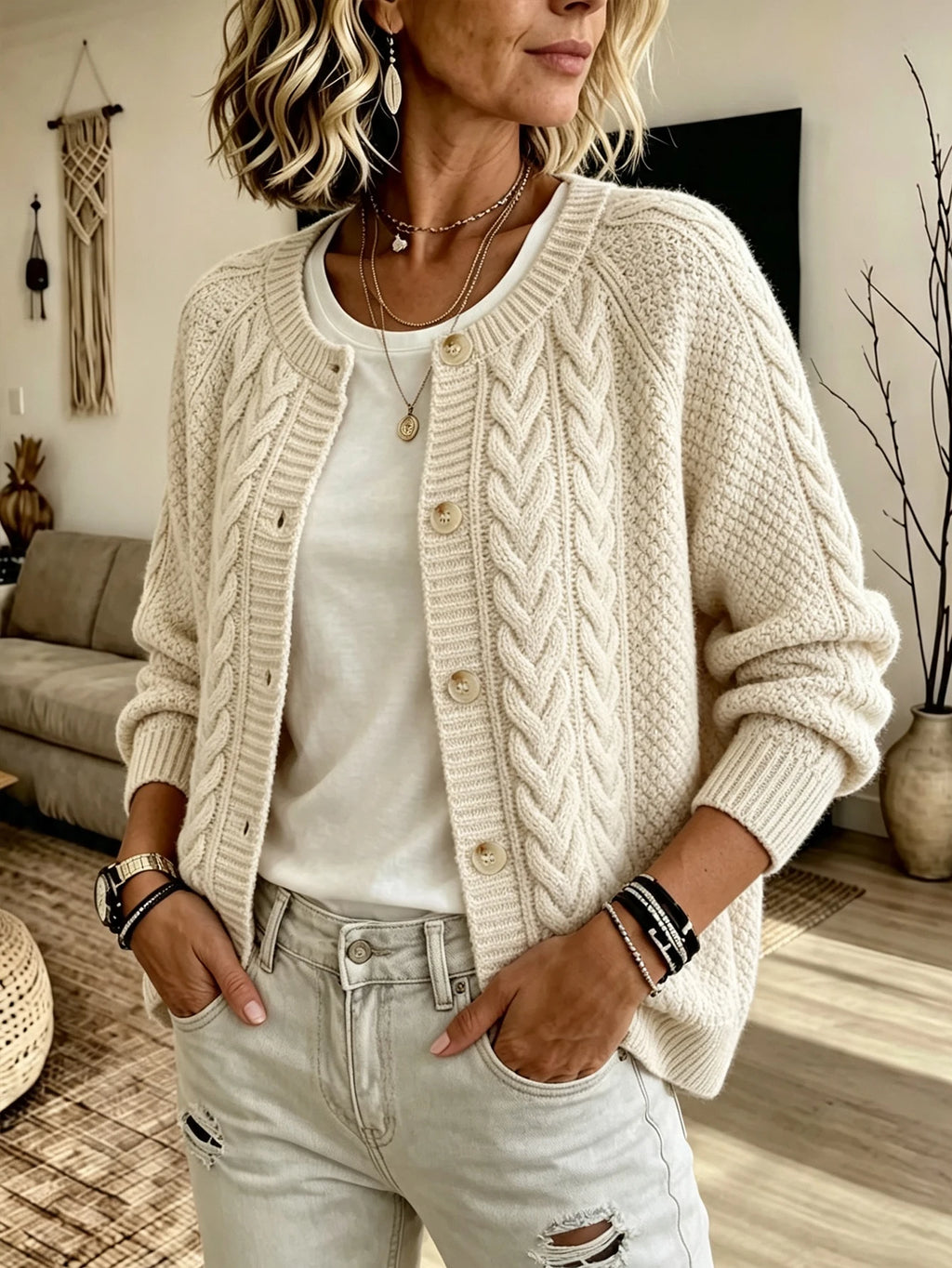 Chaqueta Cárdigan Heavy Cable Knit