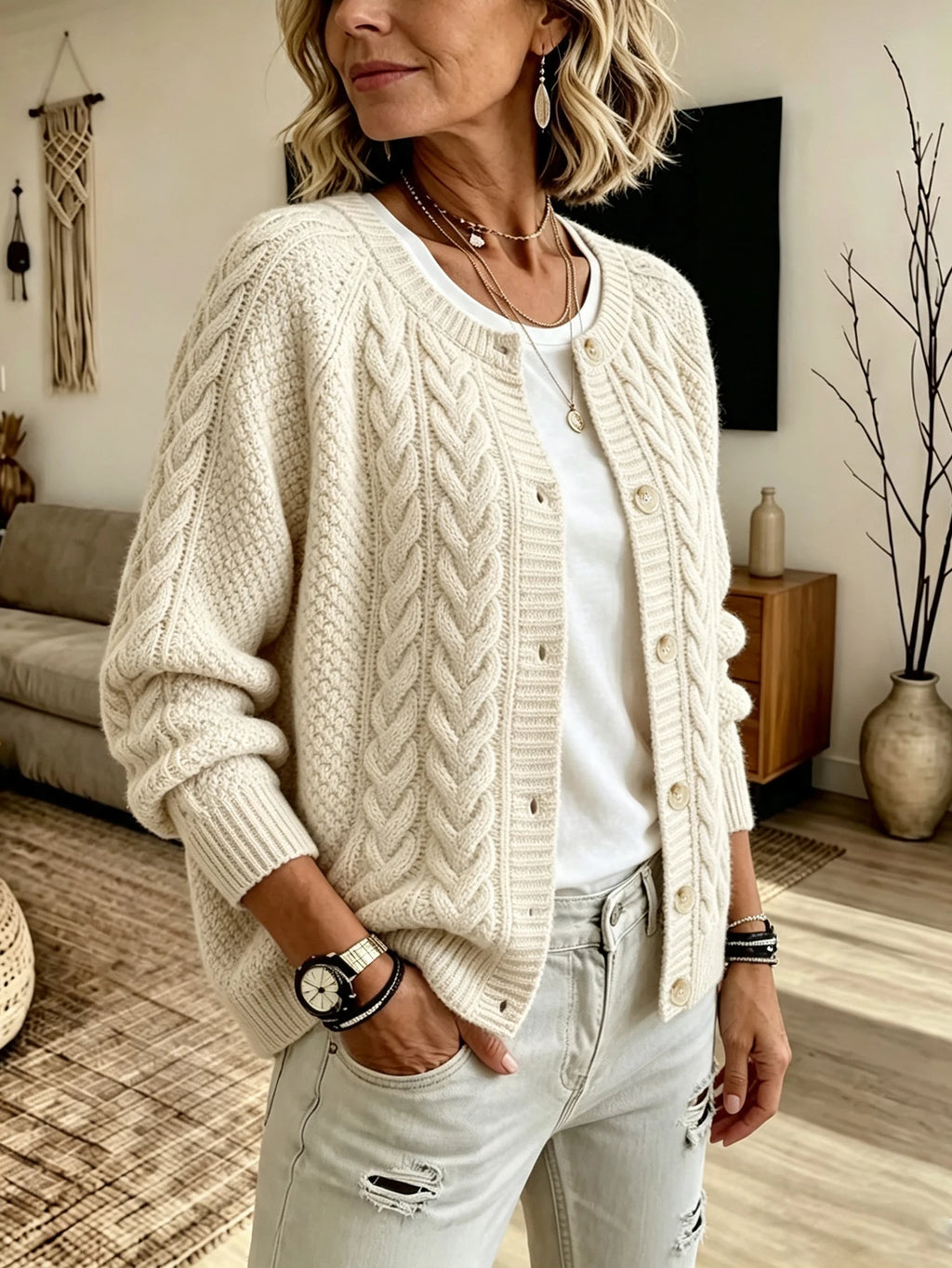 Chaqueta Cárdigan Heavy Cable Knit