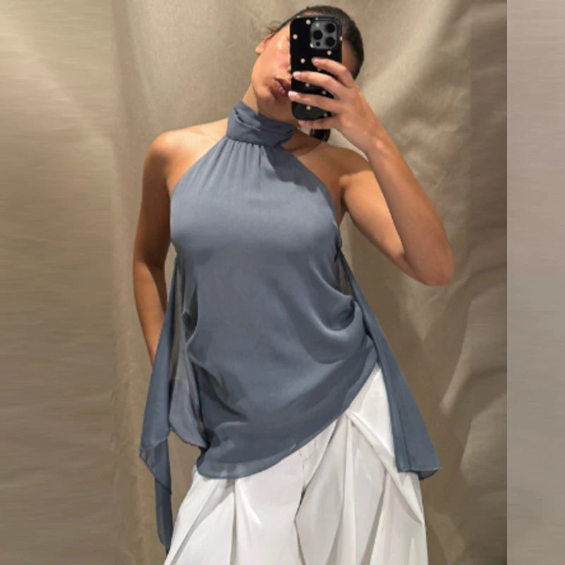 Top Halter Tailored Satin