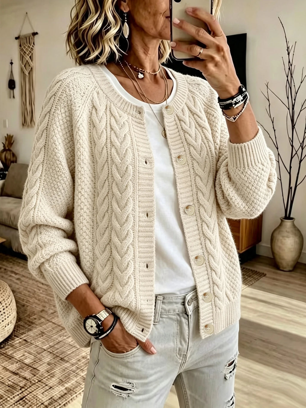 Chaqueta Cárdigan Heavy Cable Knit