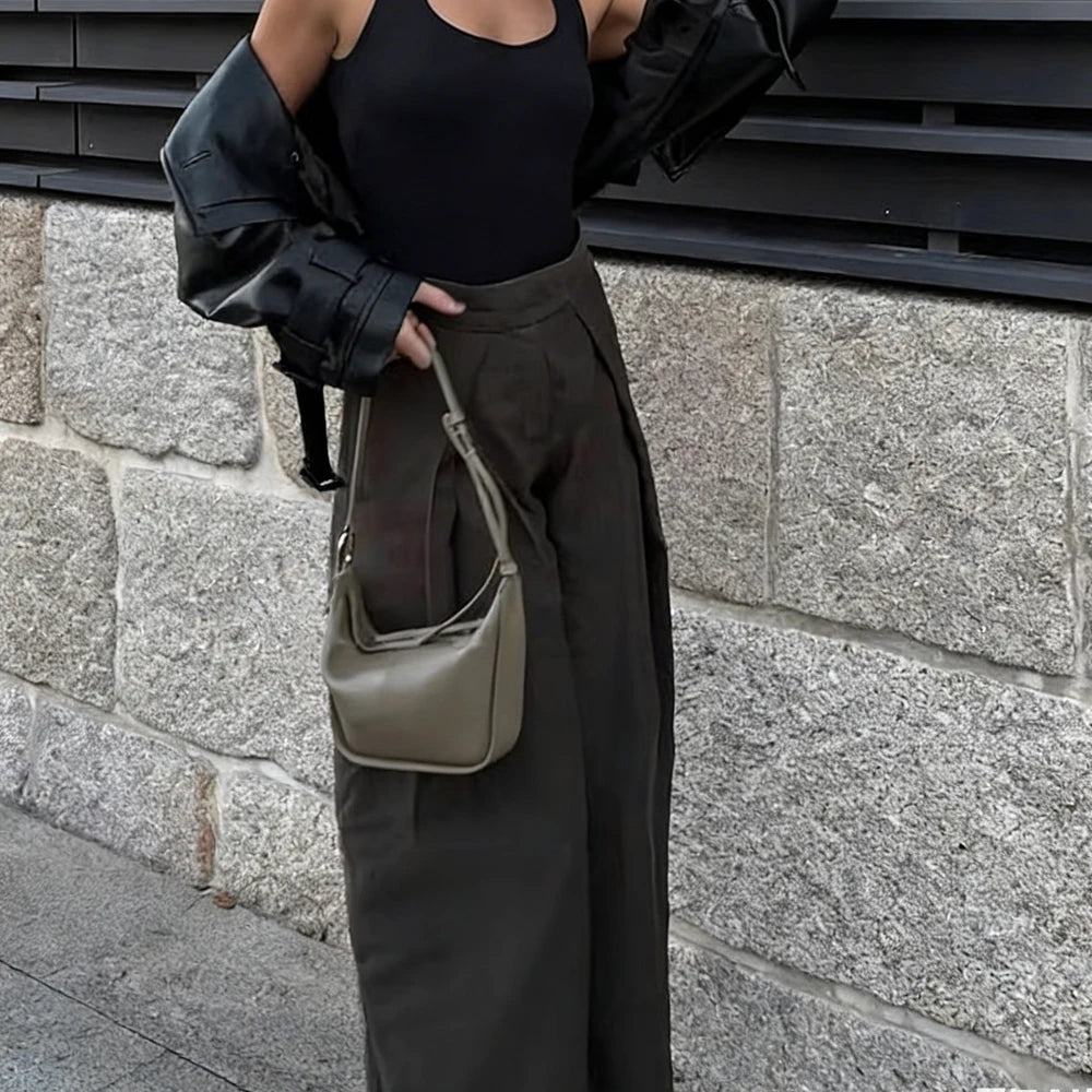 Pantalón Sarga Tailored Wide-Leg