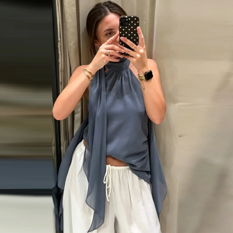 Top Halter Tailored Satin