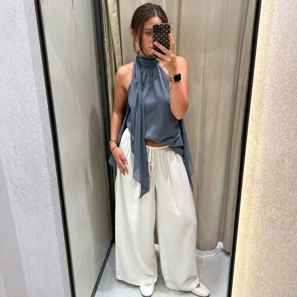 Top Halter Tailored Satin