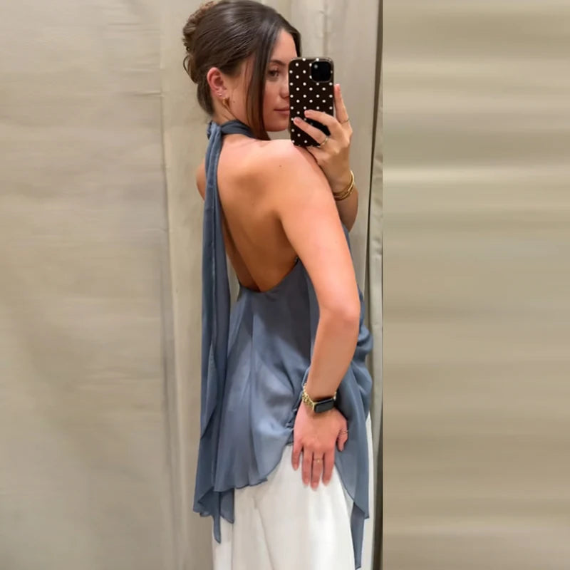 Top Halter Tailored Satin